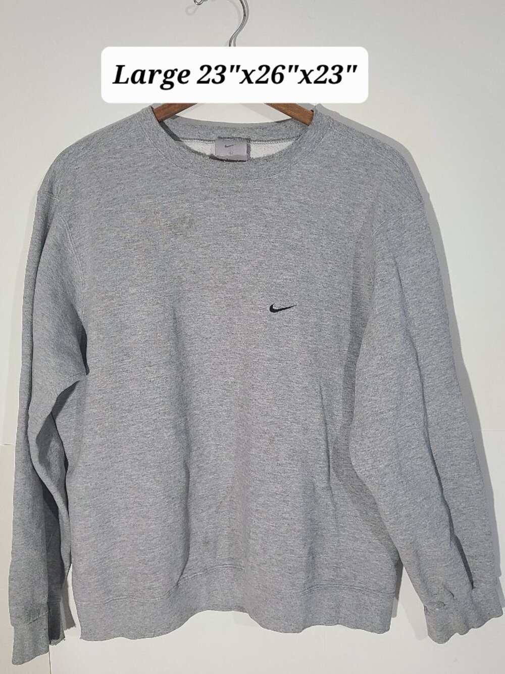 Vintage 90s Gray Embroidered Swoosh Distressed Large Sweatshirt Made in USA